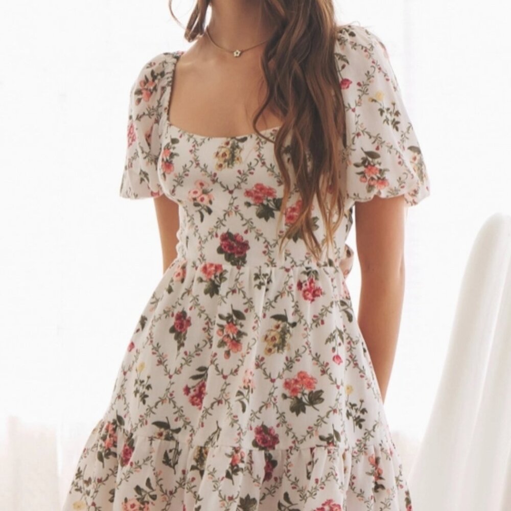 Mustard Seed Printed Tie Back Dress
